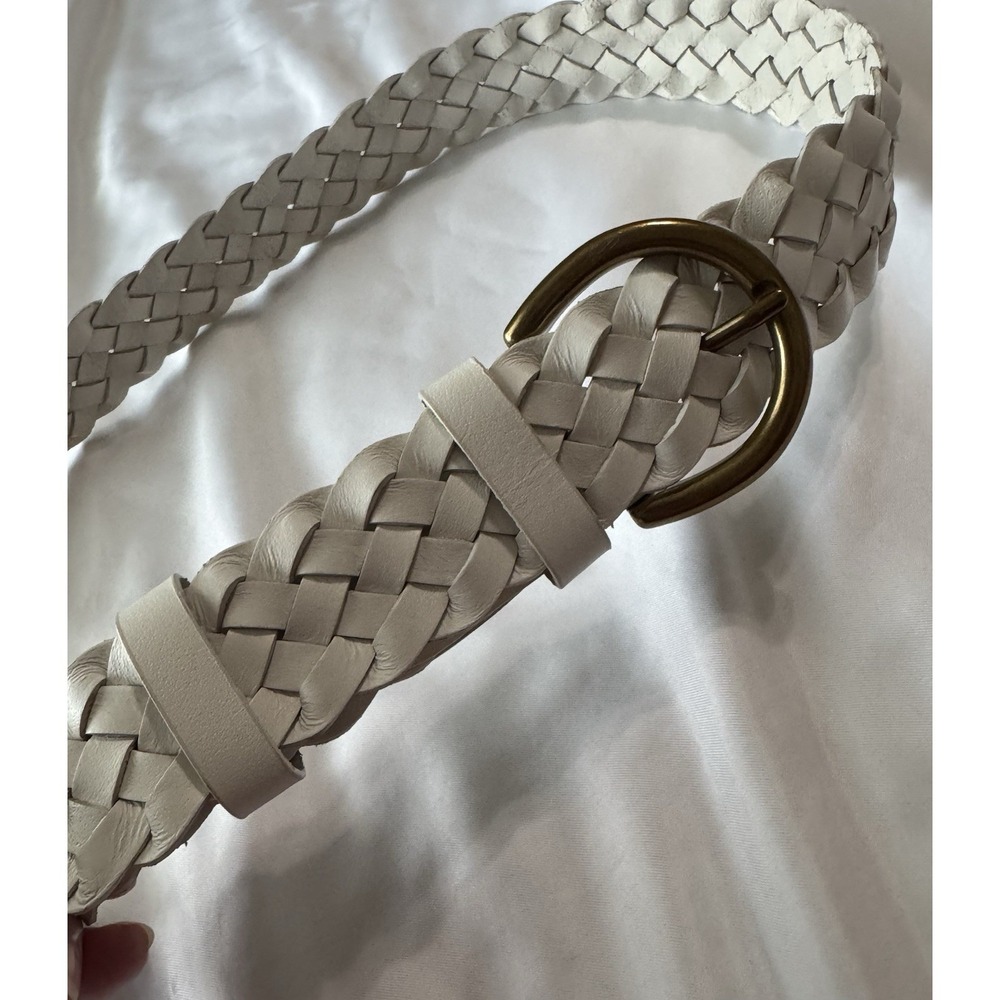 Lucky Brand Womens Small White Braided Leather Belt - Picture 4 of 5